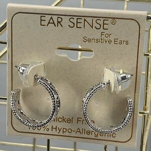 Ear Sense NWT small silver tone filigree  hoop earrings